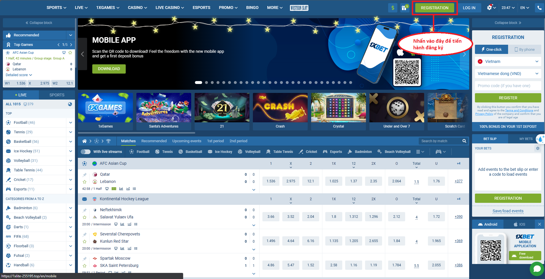 Đăng ký tại sòng bạc 1xbet Đăng ký tại sòng bạc 1xbet