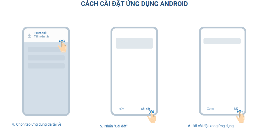 Quá trình tải xuống ứng dụng di động 1xBet Quá trình tải xuống ứng dụng di động 1xBet