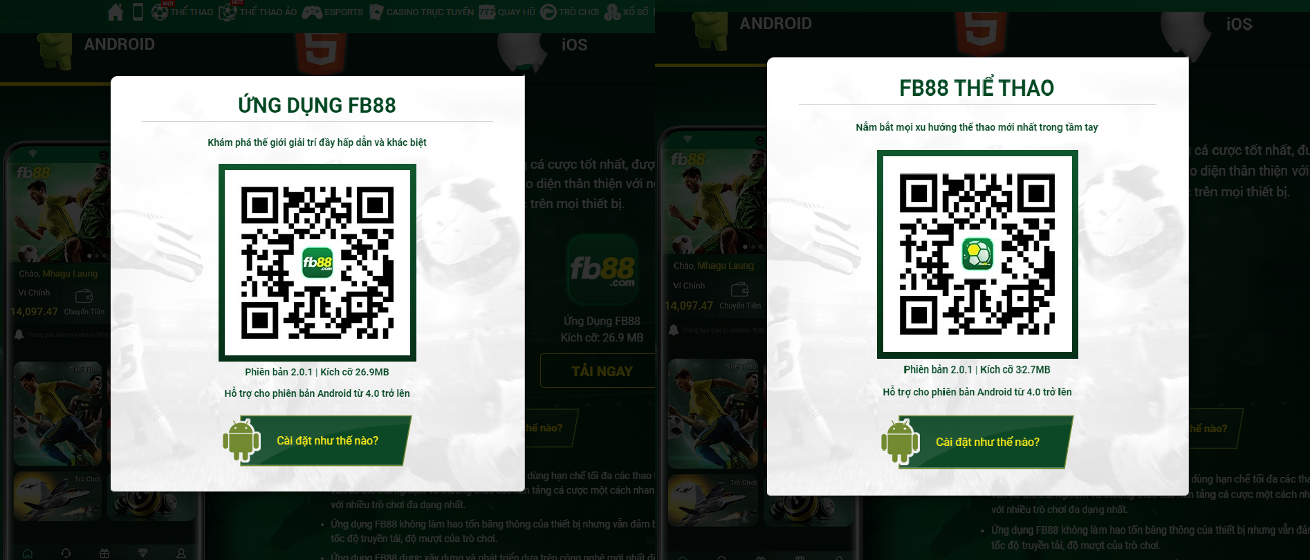 QRcode tải ứng dụng FB88 trên Android