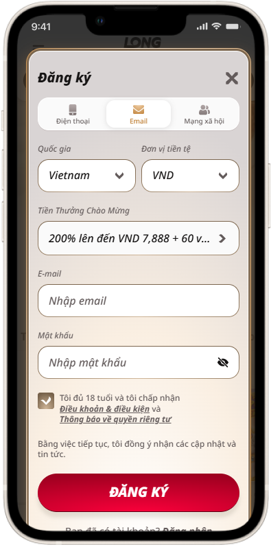 Hướng dẫn đăng ký tài khoản tại LongFu 88 nhà cái uy tín dành cho người chơi Việt Nam