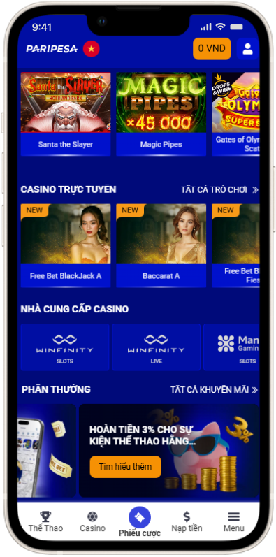 Danh sách trò chơi casino và cá cược thể thao tại nhà cái Paripesa